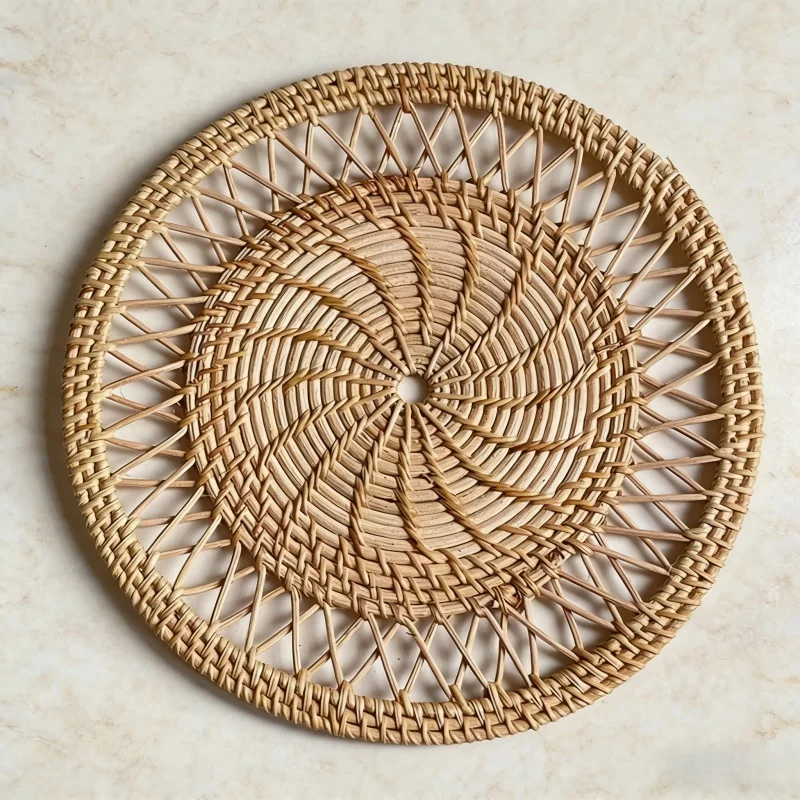 Rattan Plant Basket - Round Wicker Tray Rattan Woven Wall