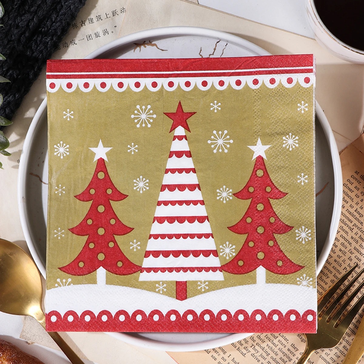 Home Decor Xmas Tree - Christmas Disposable Paper Napkins Xmas Tree
