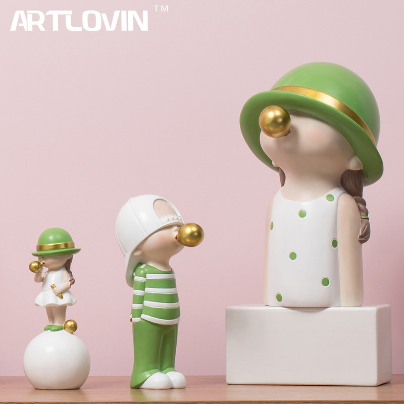 Home Decor Y2K - ARTLOVIN Nordic Style Character Figurines Kids