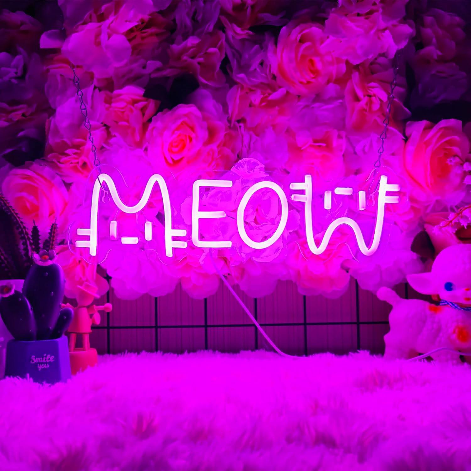 Home Decor Cat - Meow Neon Sign Cat USB Powered