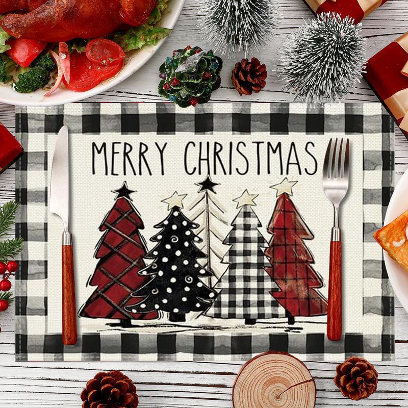 Home Decor Xmas Tree - VIKAMA Christmas Tree Placemat Grid Happy
