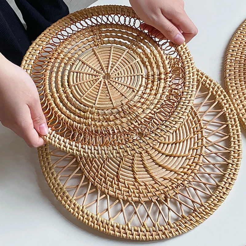 Round Wicker Tray Rattan Woven - Rattan Plant Basket 评论和价格