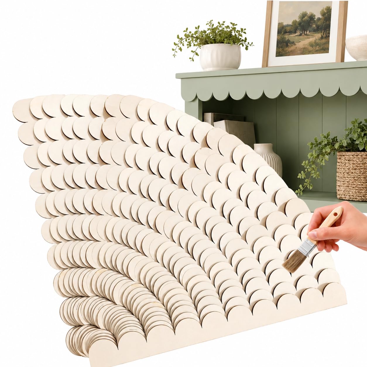 12pcs Scalloped Wood Trim - El - Home Decor Wall Molding 评论和价格