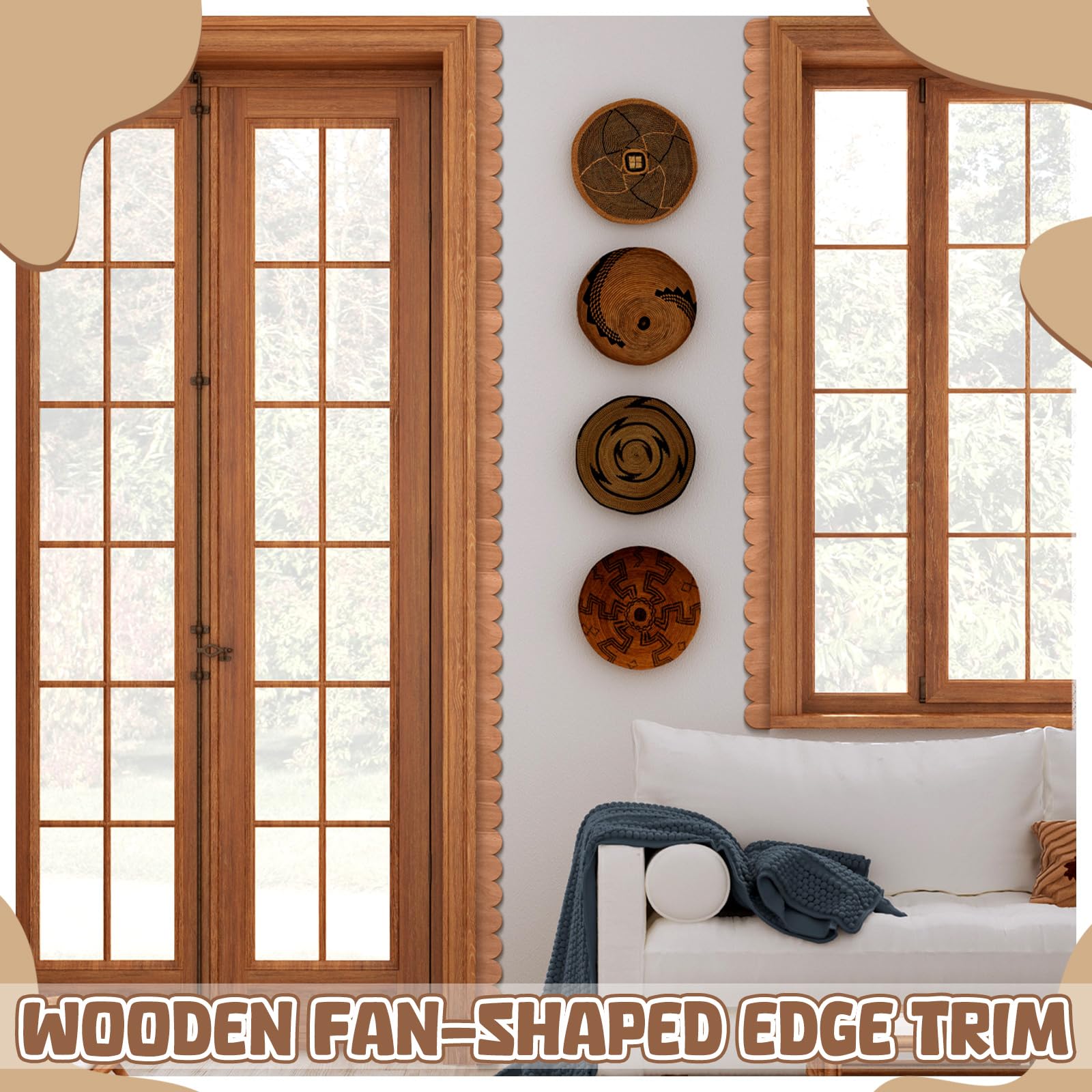 12pcs Scalloped Wood Trim - El - Home Decor Wall Molding 评论和价格