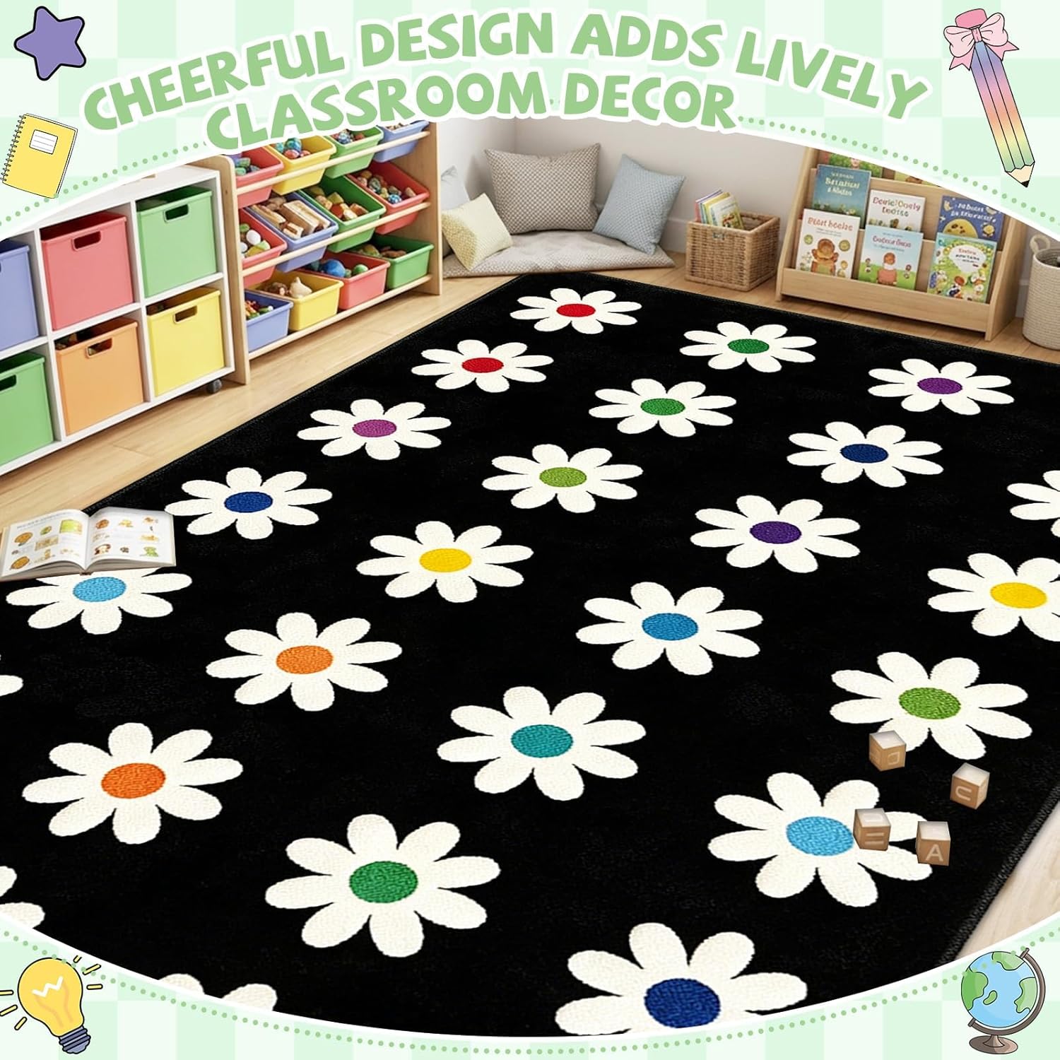 Kids Daisy Flower Area Rug Col - Home Decor Center 评论和价格