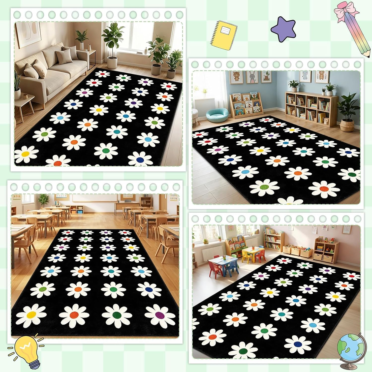 Kids Daisy Flower Area Rug Col - Home Decor Center 评论和价格