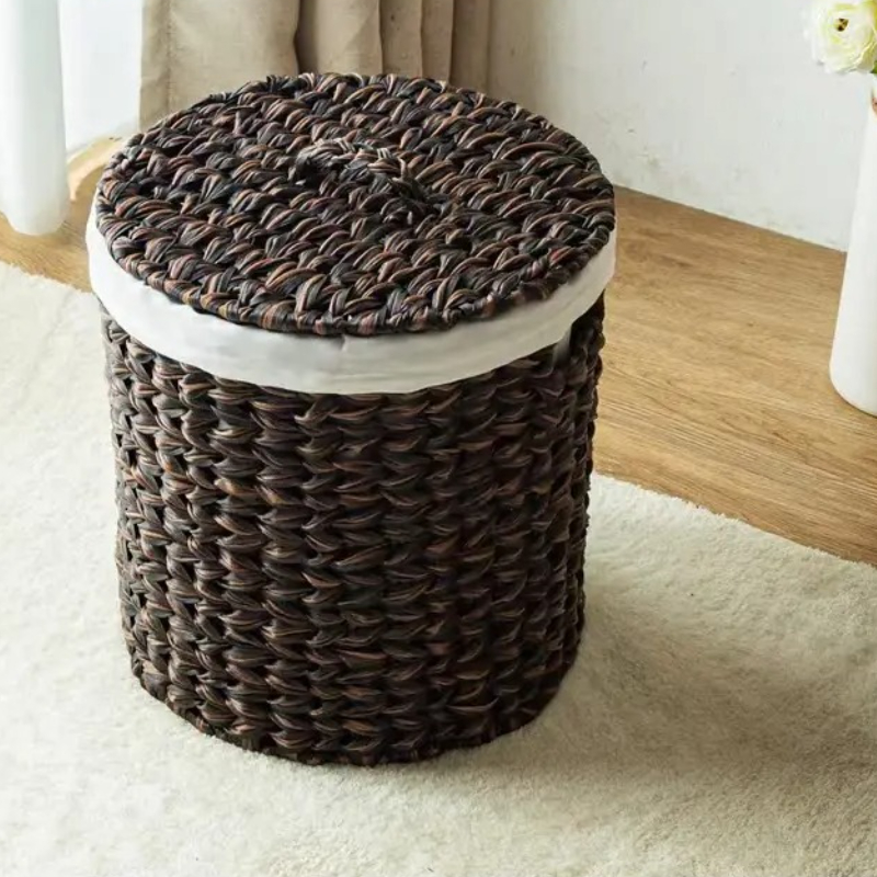 Lined Coffee Brown Storage Bin - Rattan Plant Basket 评论和价格