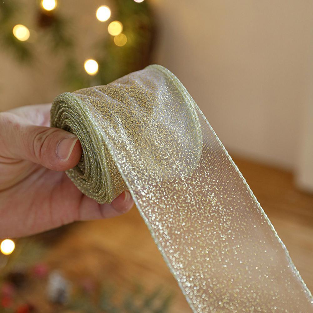 2m 2027 Christmas Ribbon Golde - Home Decor Xmas Tree 评论和价格