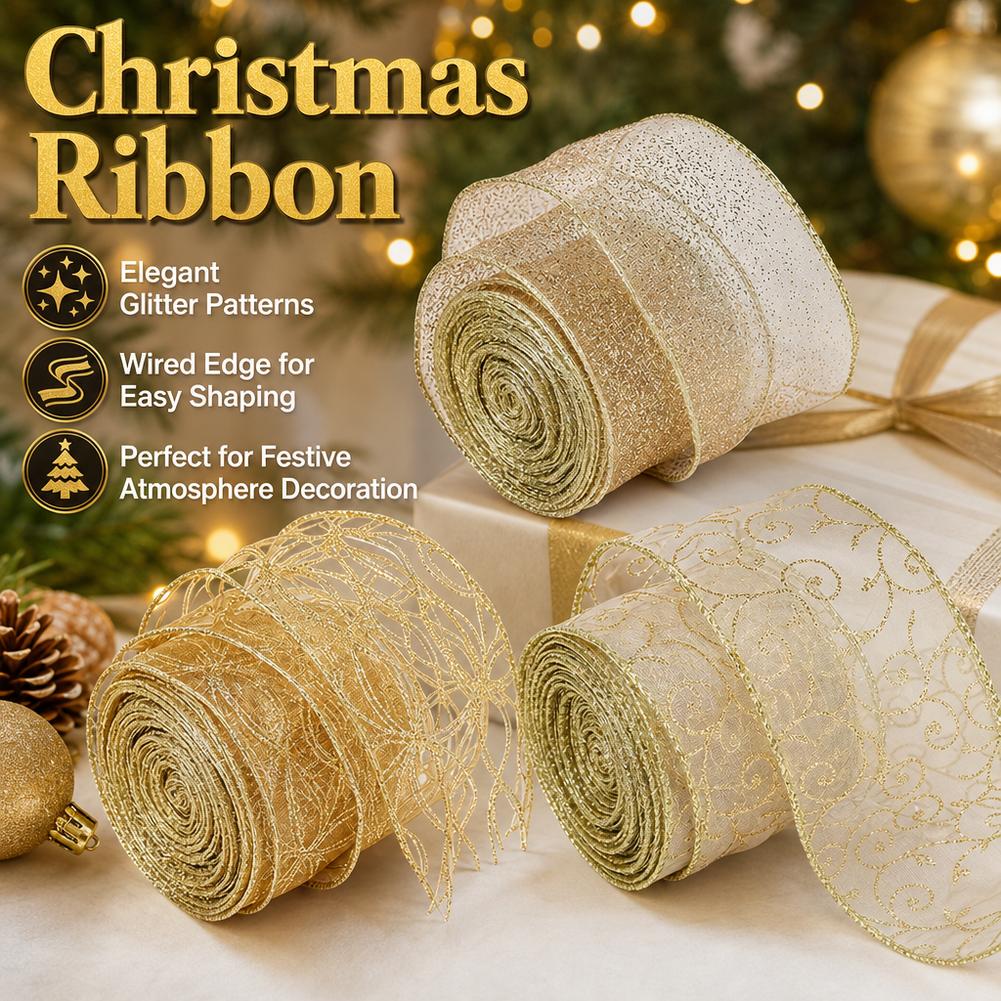 2m 2027 Christmas Ribbon Golde - Home Decor Xmas Tree 评论和价格