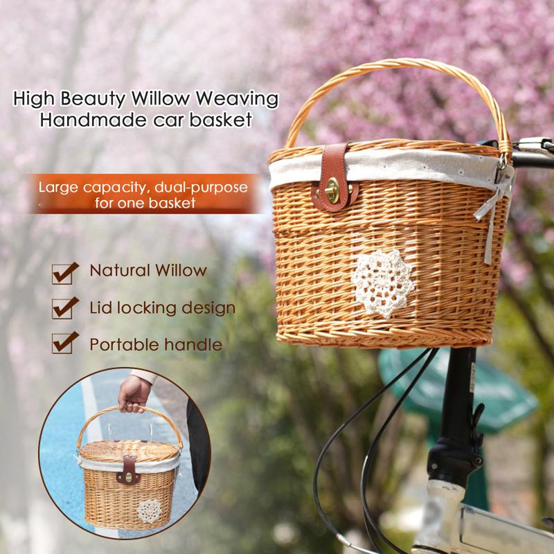 Wicker Bicycle Basket Handleba - Rattan Plant Basket 评论和价格