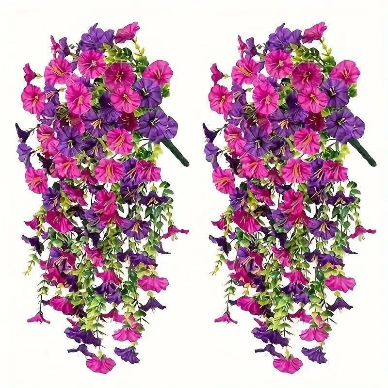 1pcs Artificial Morning Glory, - Rattan Plant Basket 评论和价格