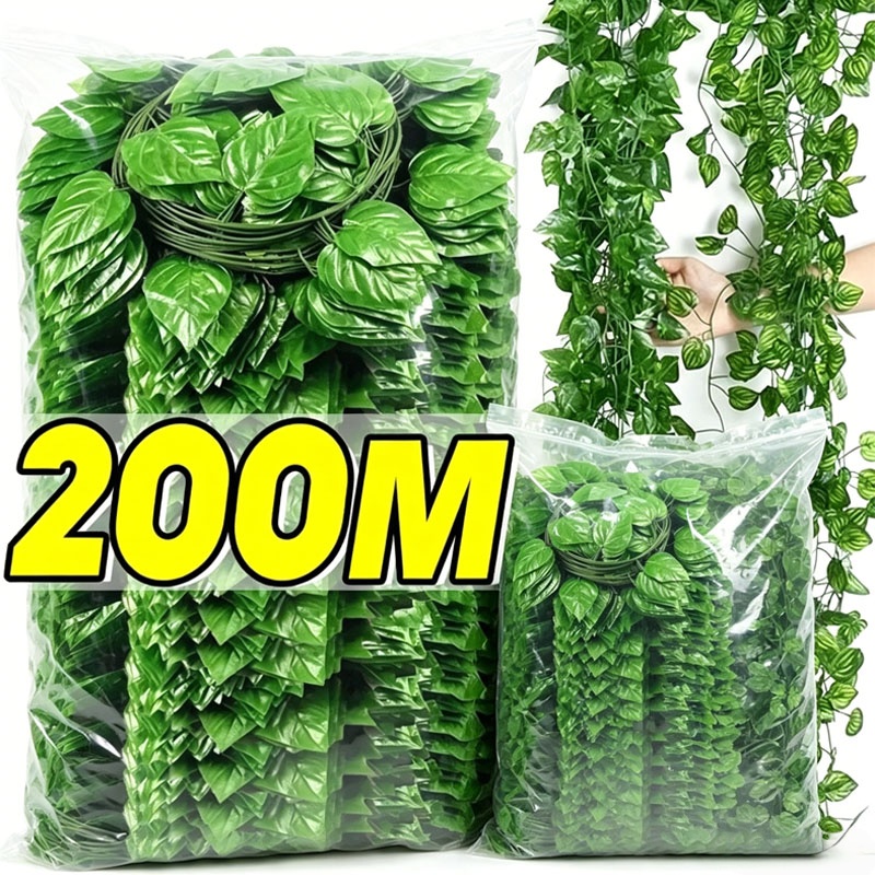 Artificial Green Ivy Leaf Ratt - Rattan Plant Basket 评论和价格