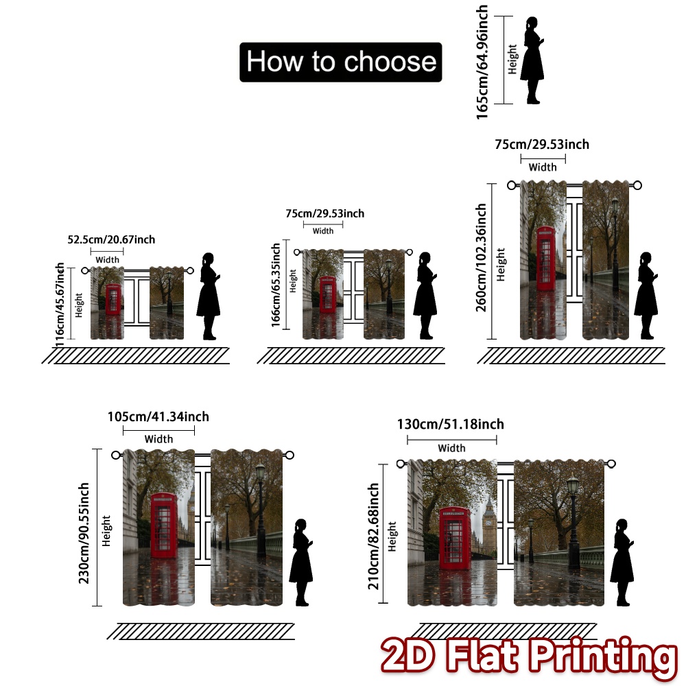 2D flat 2pcs Curtain Home Shor - Home Decor London 评论和价格