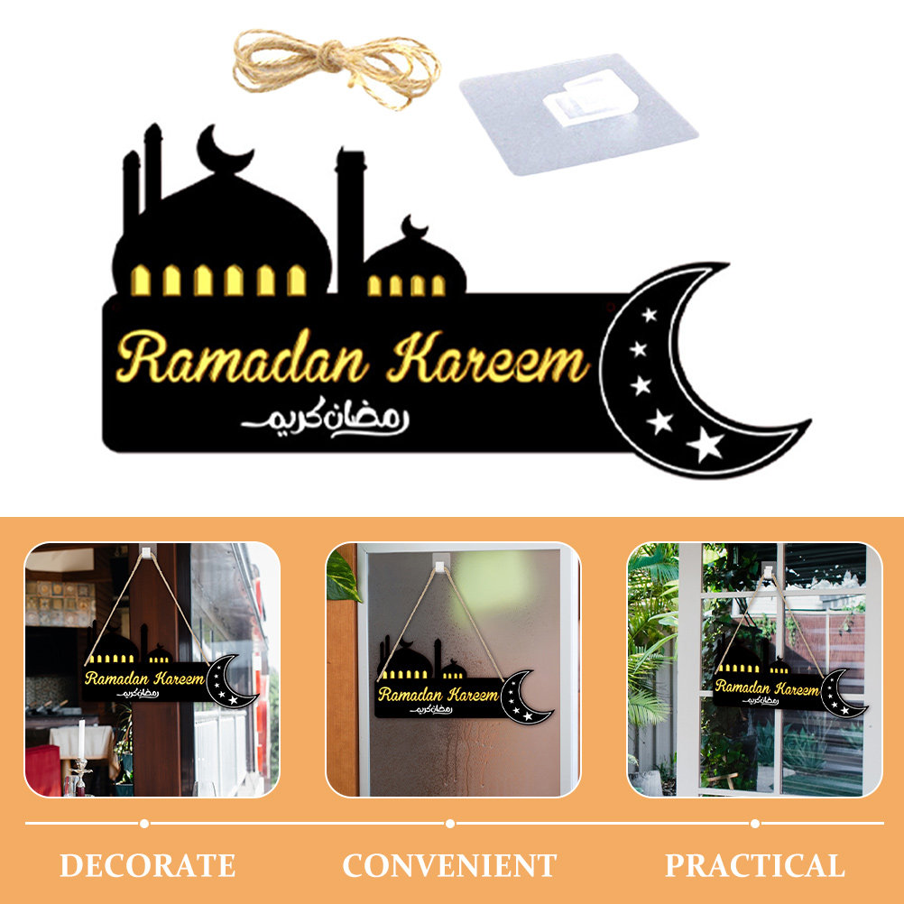 Eid Ramadan Wooden Hanging Pla - Home Decor Ramadan 评论和价格