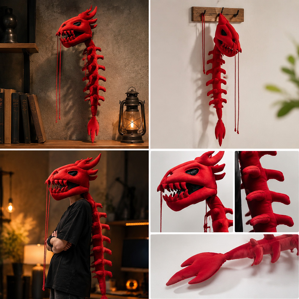 Dragon Skull Spine Plush Hood  - Home Decor Wall Molding 评论和价格