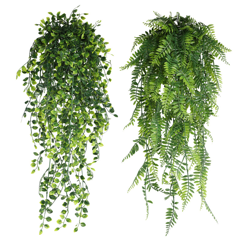 80CM Artificial Hanging Flower - Rattan Plant Basket 评论和价格