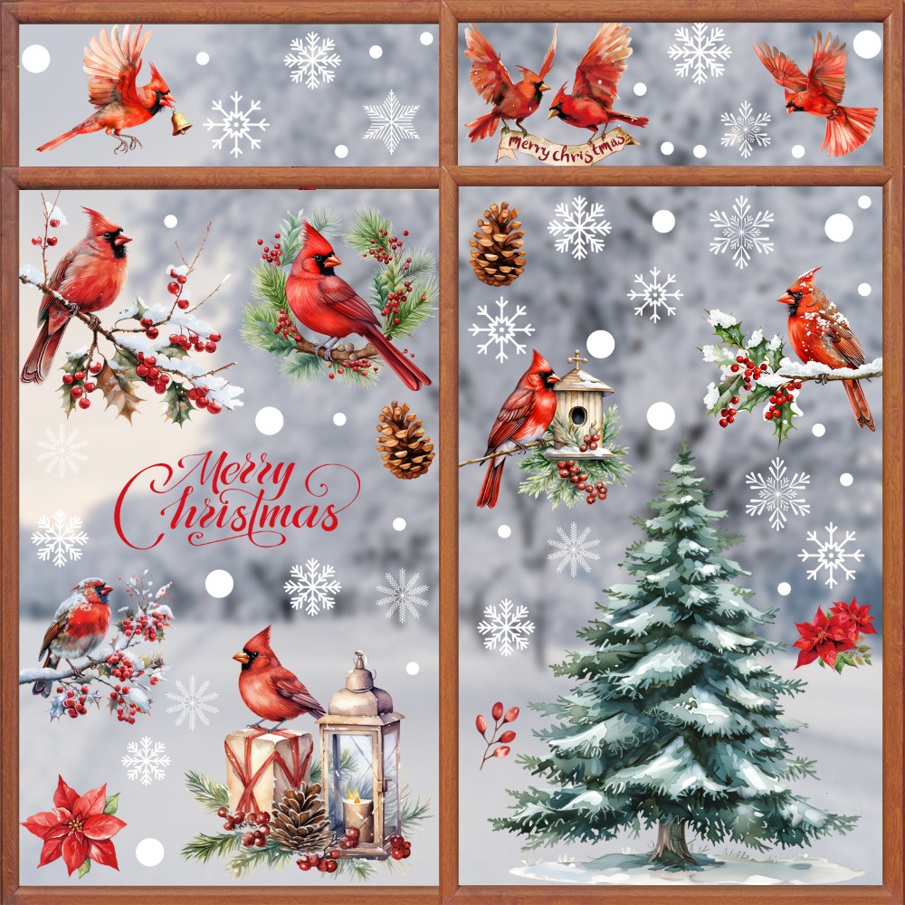 9pcs Christmas Window Decals C - Home Decor Xmas Tree 评论和价格