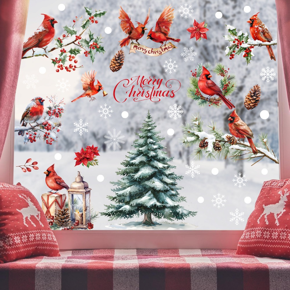 9pcs Christmas Window Decals C - Home Decor Xmas Tree 评论和价格
