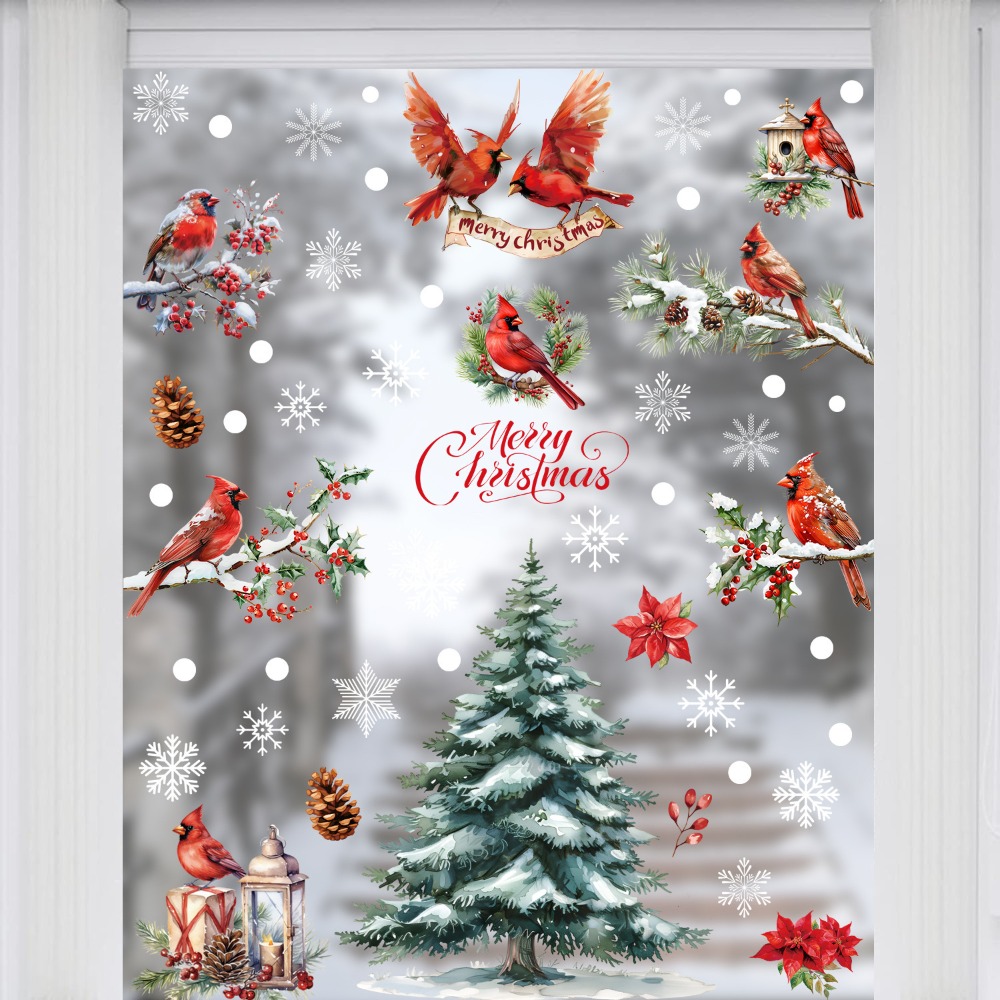 9pcs Christmas Window Decals C - Home Decor Xmas Tree 评论和价格