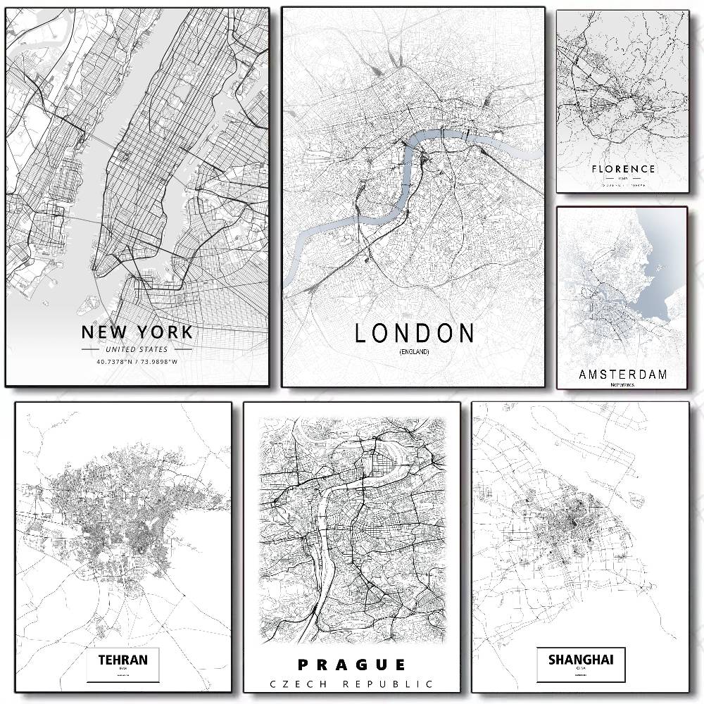 Line London New York City Map  - Home Decor London 评论和价格