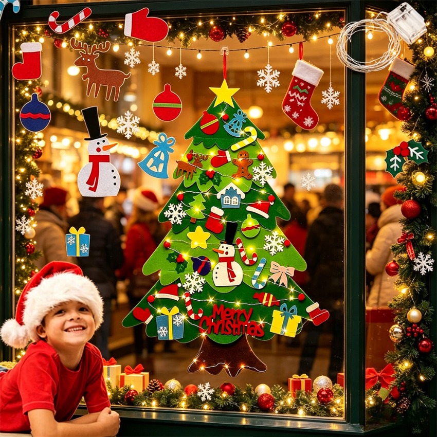 DIY Felt Christmas Tree with D - Home Decor Xmas Tree 评论和价格