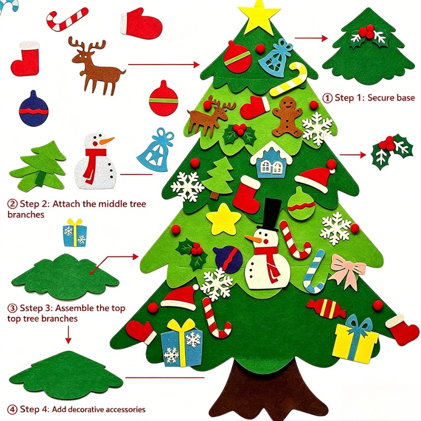 DIY Felt Christmas Tree with D - Home Decor Xmas Tree 评论和价格